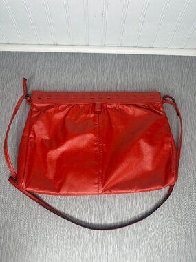Vintage Tempo Red Genuine Leather Crossbody Shoulder Bag Made in Colombia